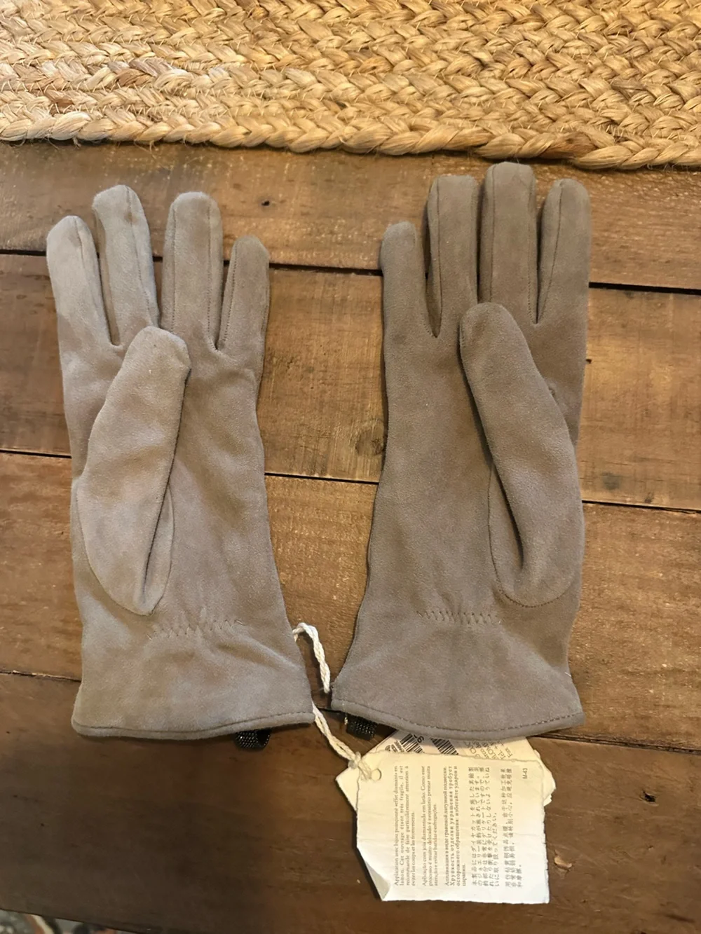Brunello Cucinelli Women Taupe Suede Gloves with Bead Detail